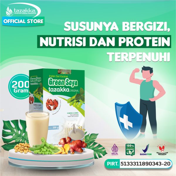 Greensoya Original Tazakka Susu Kedelai Bubuk Isi 200 gram Minuman Protein Untuk Membentuk Otot Pertumbuhan