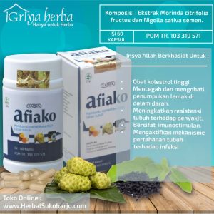 foto gambar produk kemasan Obat herbal untuk penyakit lemak darah jahat kolesterol afiako dari griya herba tazakka group