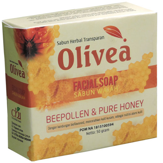 contoh foto gambar Sabun wajah herbal facial shop olivea beepollen serbuk sari dan pure honey Tazakka untuk membantu mengatasi masalah kulit kasar agar kulit tampak sehat dan halus.