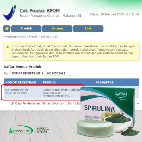 Sabun Spirulina Original Skincare BPOM