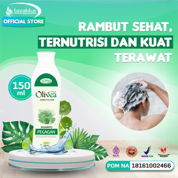 OLIVEA Pegagan Shampo Anti Rontok Herbal Tazakka 150 ml Shampoo Penghilang Uban Permanen Original Sampo Penyubur Rambut