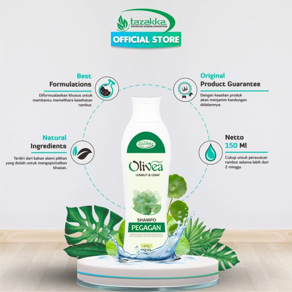 OLIVEA Pegagan Shampo Anti Rontok Herbal Tazakka 150 ml Shampoo Penghilang Uban Permanen Original Sampo Penyubur Rambut Original