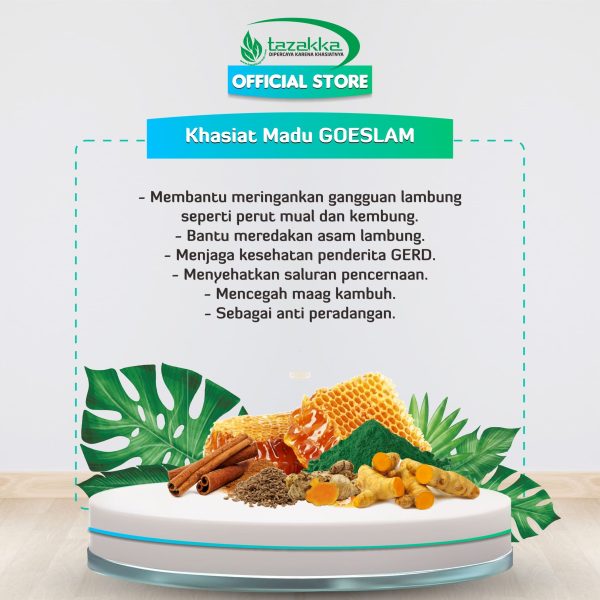 Manfaat GOESLAM Madu Asam Lambung dan GERD Maag Kronis Herbal Asli Tazakka 450gr Original Halal BPOM